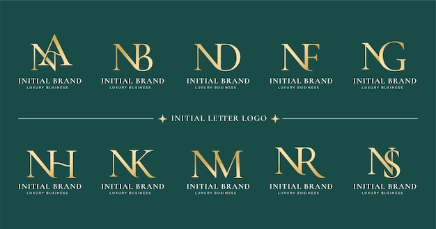 Collezione di design del logo serif del monogramma della lettera n