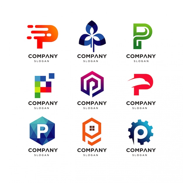 Vector collection of letter p logo design templates