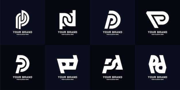 컬렉션 문자 PD 또는 DP 모노그램 로고 디자인