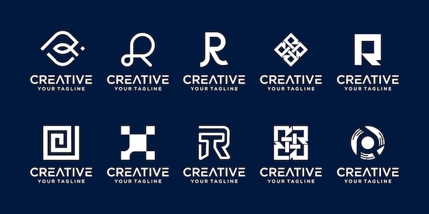 Vettore lettera di raccolta r logo icon set design per il business della moda sport automotive