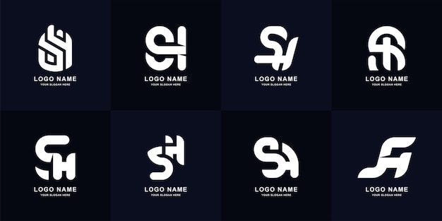 Collection letter SH or HS monogram logo design