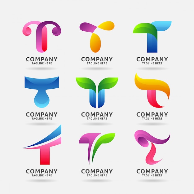 Collezione di design moderno di lettera t logo