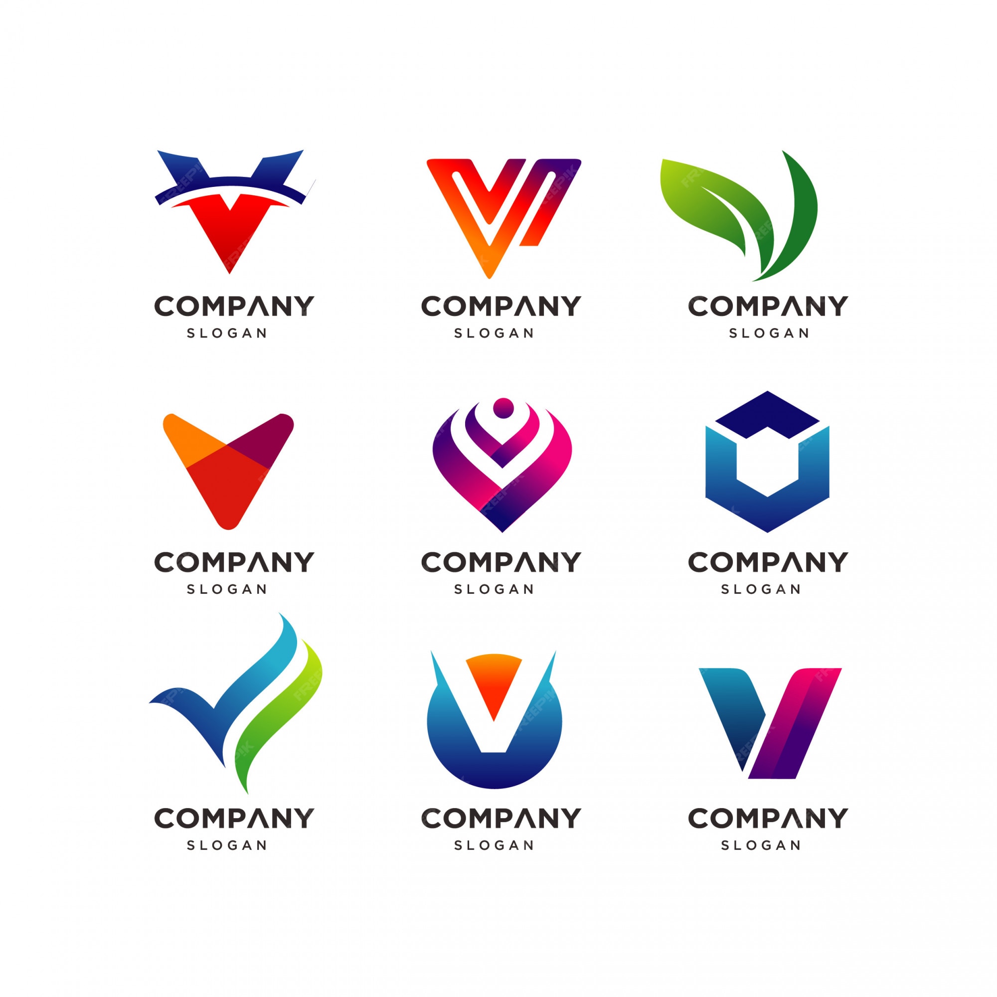 Premium Vector | Collection of letter v logo design templates