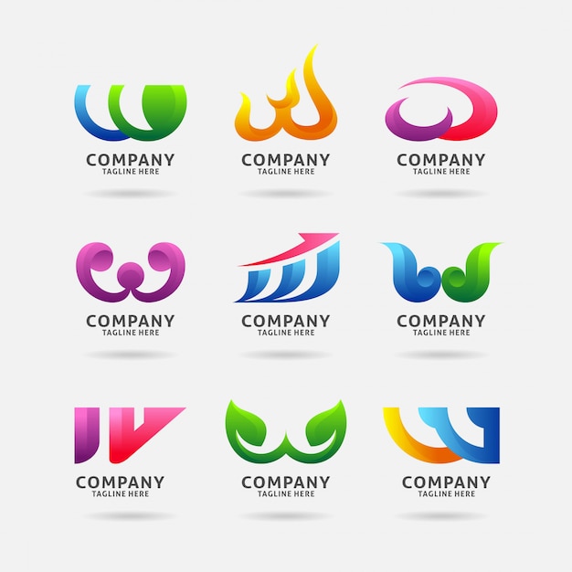 Collezione di design moderno lettera w logo