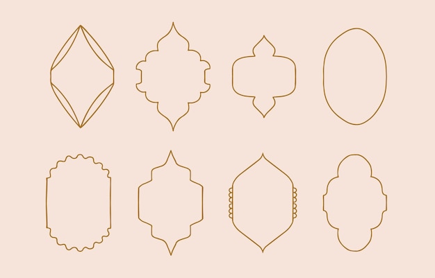 Collection of line design with shapeframeeditable vector illustration for social mediaicon