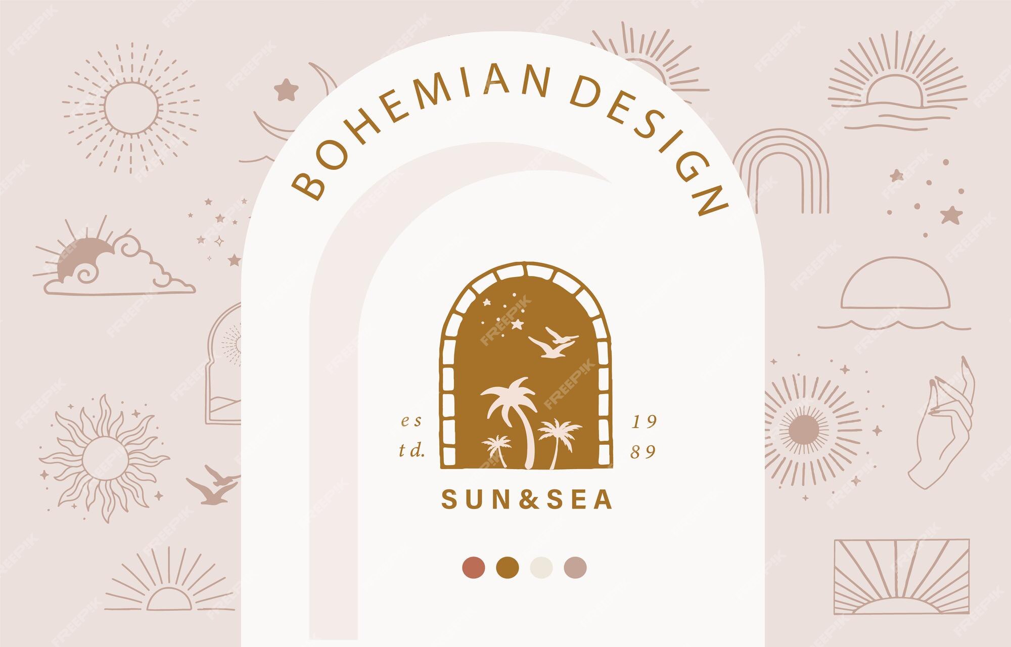 Premium Vector  Collection of line design with sun.editable