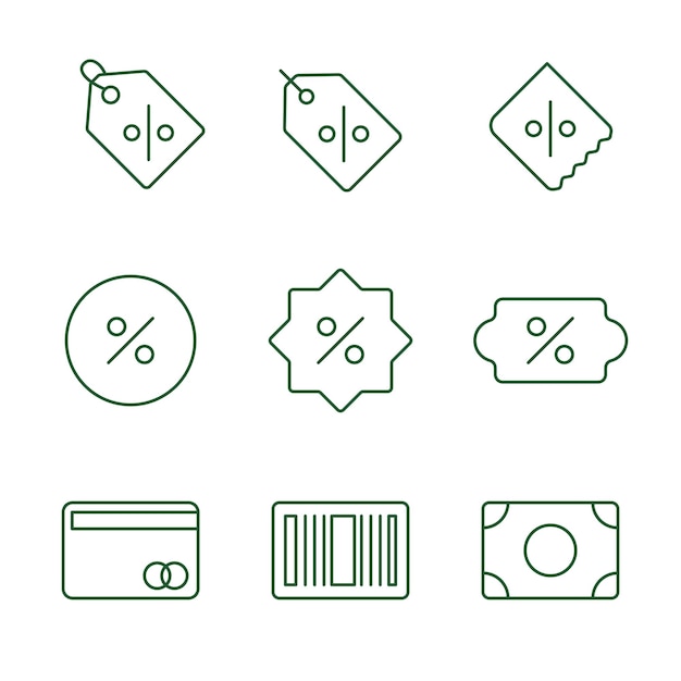 collection of lineal icons with discount and promo themes