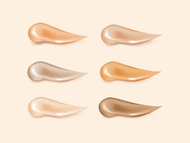 Vector collection of liquid foundation,ãâãâãâãâãâãâãâãâosmetic concealer smear strokes.