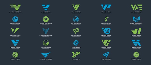 Vector a collection of logo designs with the initial letter v