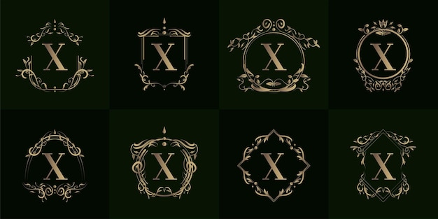 Collection of Logo initial X with luxury ornament or flower frame