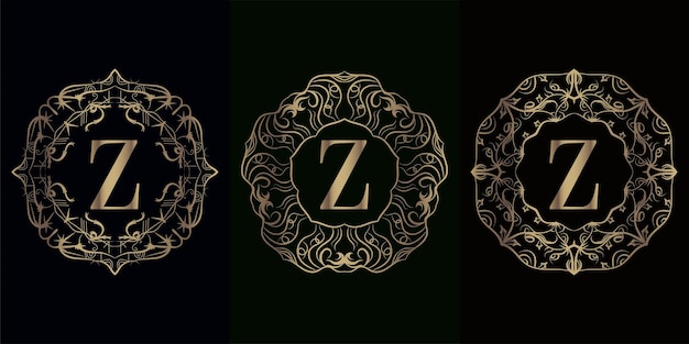 Collection of logo initial z with luxury mandala ornament frame