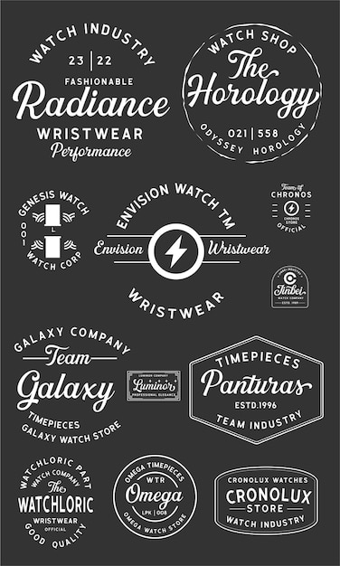 Vector a collection of logos for a brand called galaxy watch