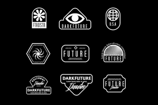 Vector a collection of logos for dark future.