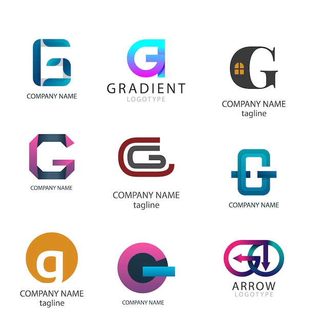 a collection of logos including the letter g and the letter g