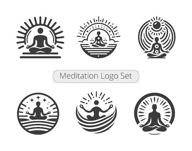 Vector a collection of logos including a symbol of meditation and meditation