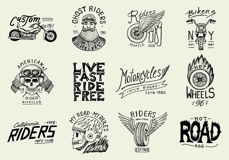 Vector a collection of logos for a motorcycle ride.