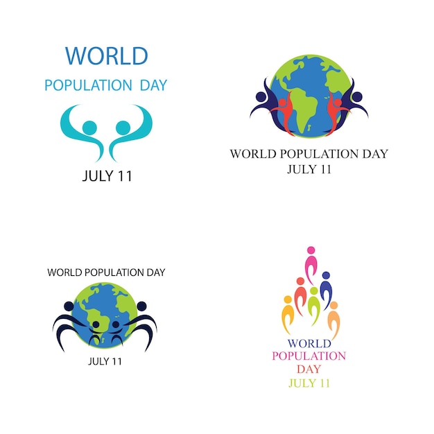 collection of logos and symbols for world population day