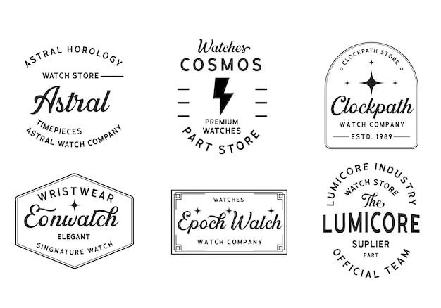 A collection of logos for watches including a watch watch and cosmo