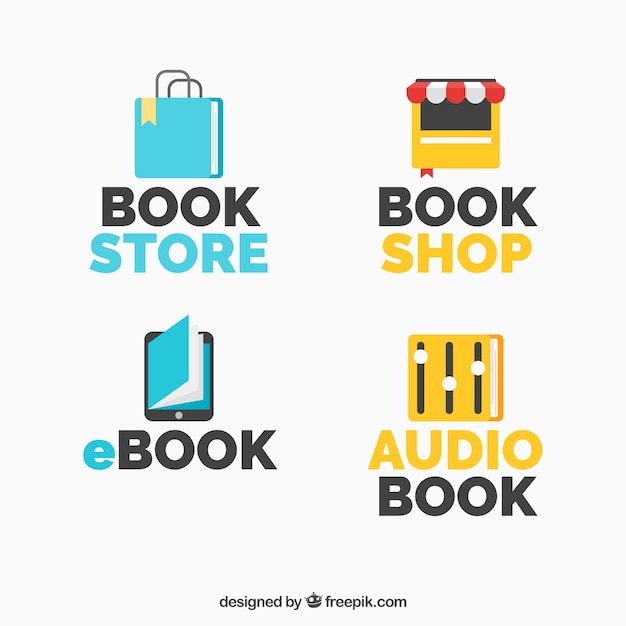 Collection of logos with books for different businesses