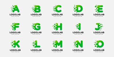 Vector collection logotype letter or initial with dot and molecule concept logo template.