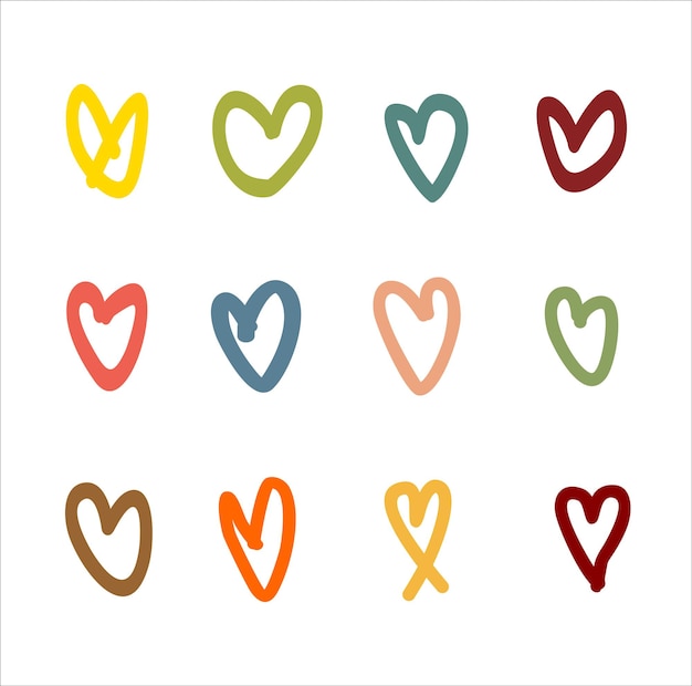 Vector collection love heart doodles set