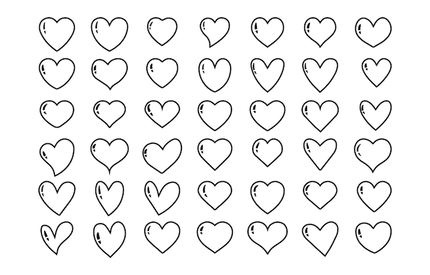 Collection of love heart shaped silhouette