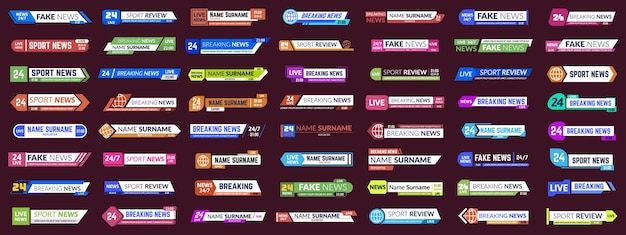 collection of Lower third tv news bars