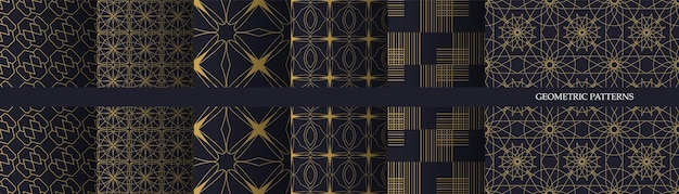 Collection of luxury geometric seamless pattern.