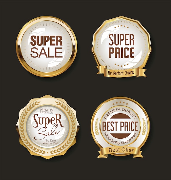 Collection of luxury golden design elements labels