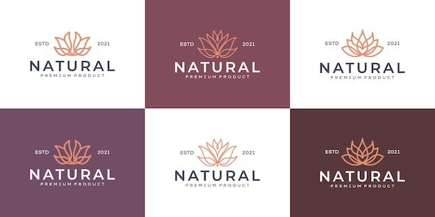 Collection of Luxury line art beauty flower logo