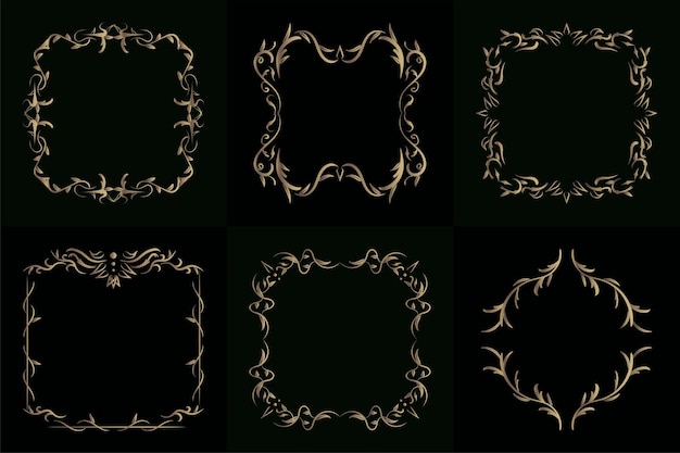 Collection of Luxury ornament or floral frame