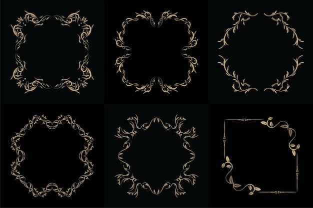 Vector collection of luxury ornament or floral frame