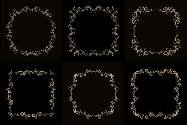 Collection of Luxury ornament or floral frame