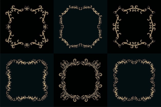 Collection of Luxury ornament or floral frame