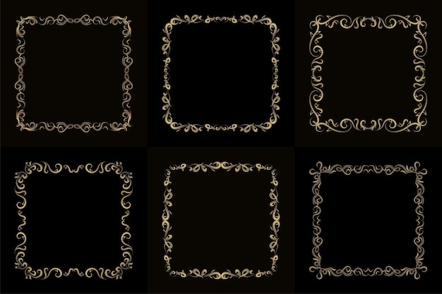 Collection of luxury ornament or floral frame