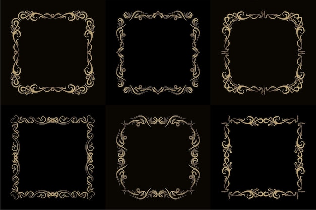 Collection of Luxury ornament or floral frame