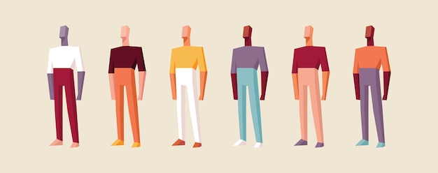 Vector collection of male characters wearing colorful clothes