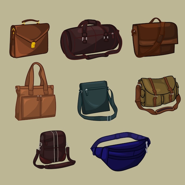 Vector collection of man's bag