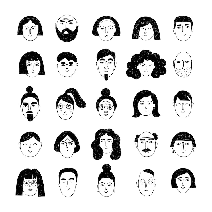 Vector 男性と女性の肖像画のコレクション
