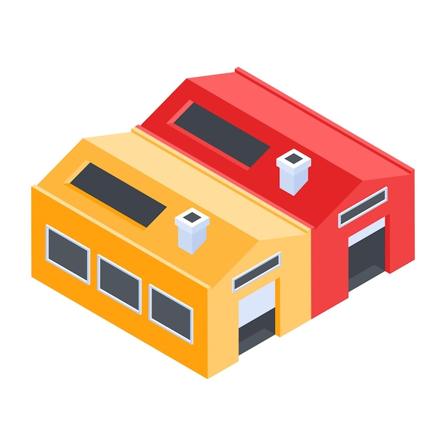 Collection of Manufacturing Units Isometric Icons