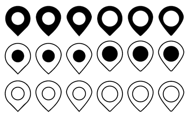 коллекция маркеров карты местоположения штифтов иконы штифтовых карт