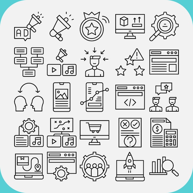a collection of marketing icons