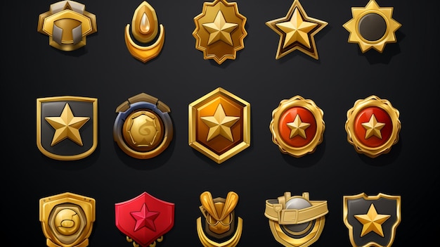 Vector a collection of medals including the logo of a star