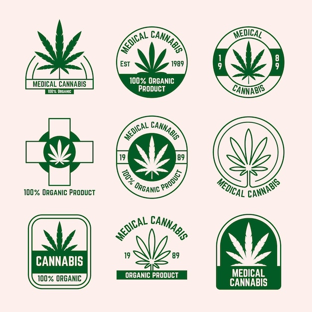 Collezione di badge di cannabis medica