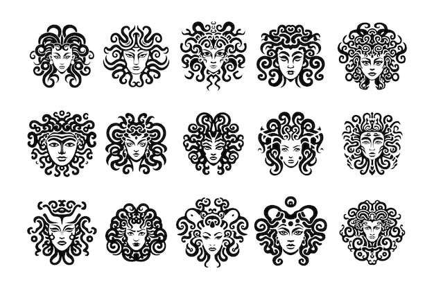 Collezione di disegni di tatuaggi medusa