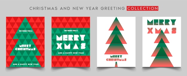 Коллекция поздравлений с Новым годом и Рождеством для плаката поздравительной открытки с минималистской концепцией и типографикой