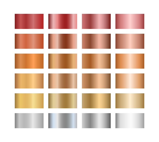 Vector collection of metallic gradient colors,  illustration