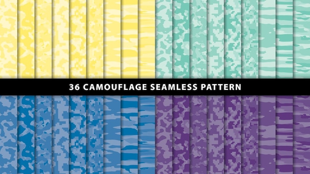 ベクトル コレクションのミリタリーとアーミーのカモフラージュシームレスパターン