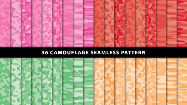 Collection military and army camouflage seamless pattern