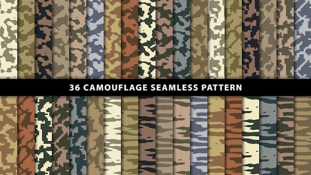 Premium Vector | Collection military and army camouflage seamless pattern